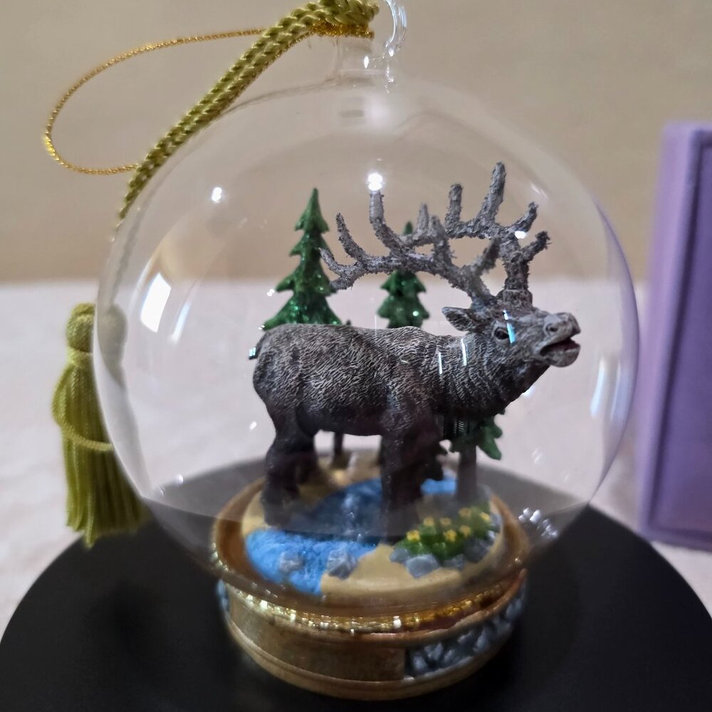 The Memory Globe Ornament ELK IN THE WOODS Christmas Holiday Boxed Flavia Milano